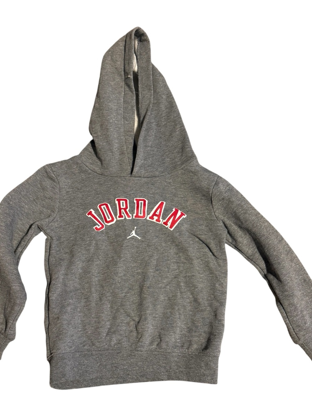 Jordan Gray Pullover Hoodie with Red Arch Logo